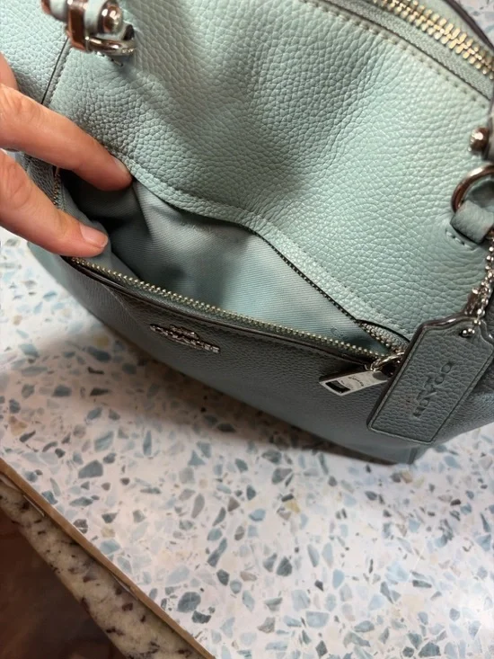 Coach Prairie Satchel 56874 Pebbled Leather Crossbody Bag Light Blue - Picture 8 of 10